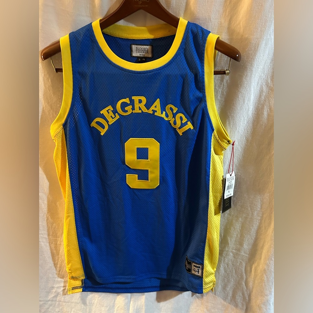 Jimmy Degrassi High Blue Yellow Jersey Blood’s Thicker L 44 NWT Canada 90s TV